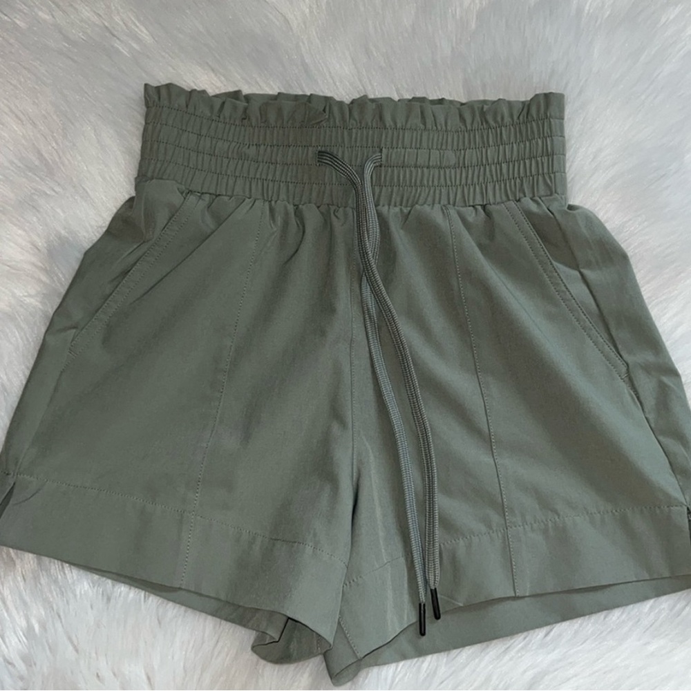 Abercrombie & Fitch Olive Green High-Waist Drawstring Shorts